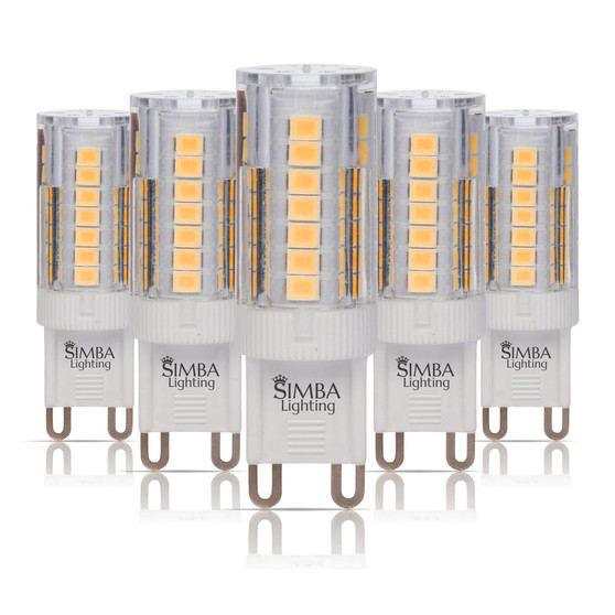 Simba Lighting® LED G9 4W T5 40W Halogen Replacement JCD Bi-Pin Base 120V 3000K Soft White, 5 Pack