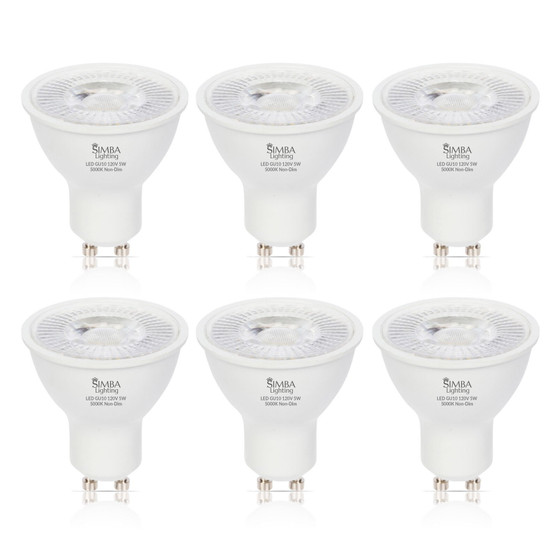 Simba Lighting® LED GU10 5W Non-Dimmable 50W Halogen Replacement Bulb Twist Base 120V 5000K, 6-Pack