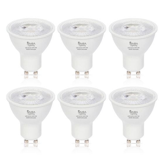 Simba Lighting® LED GU10 5W Dimmable 50W Halogen Replacement Bulb Twist Base 120V 5000K, 6-Pack