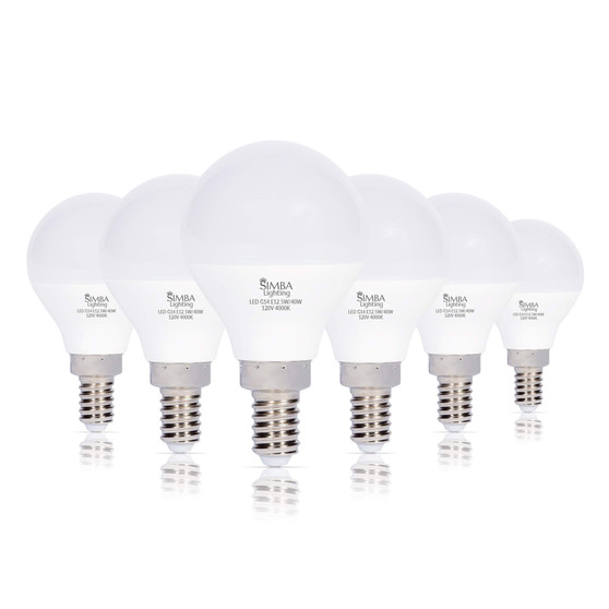 Simba Lighting® LED G14 G45 5W 40W Replacement Bulbs 120V E12 Candelabra 4000K Natural White 6-Pack