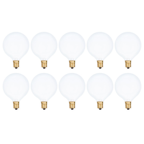 Simba Lighting® Decorative Globe G16.5 Round Bulb 40W E12 Candelabra Base Frosted Glass, 10 Pack