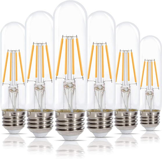 Simba Lighting® LED T10 Filament Bulbs 4W Dimmable 40W Equivalent 120V E26 Base 2700K, 6-Pack