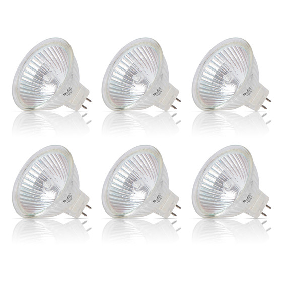 Simba Lighting® Halogen MR16 12V 20W Bulbs GU5.3 2-Pin BAB Cover Glass, 6-Pack