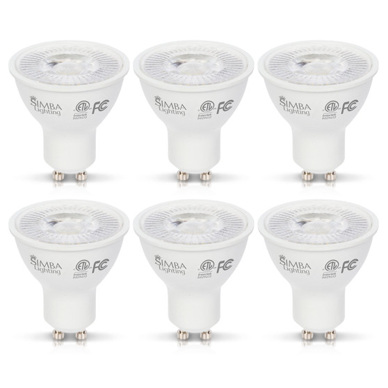 Simba Lighting® LED GU10 ETL Listed 5W Dimmable 50W Halogen Replacement Bulb Twist Base 120V 2700K, 6-Pack