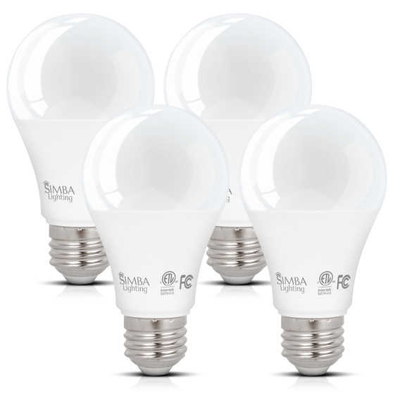 Simba Lighting® LED A19 ETL Listed 9W 60W-75W Equivalent Bulbs 120V E26 Base 2700K Warm White 4-Pack