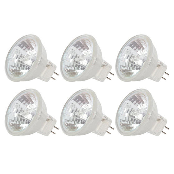Simba Lighting® Halogen MR11 12V 20W Bulbs GU4 2-Pin FTD Cover Glass, 6-Pack