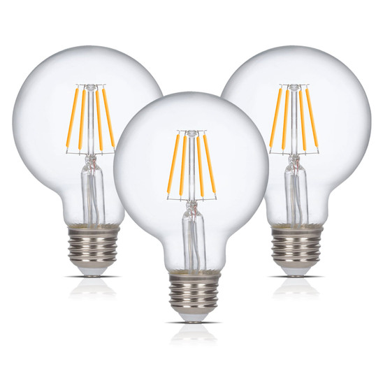 Simba Lighting® LED Vintage Edison Filament G25 Globe 6W Dimmable 60W Equivalent 120V 2700K, 3-Pack
