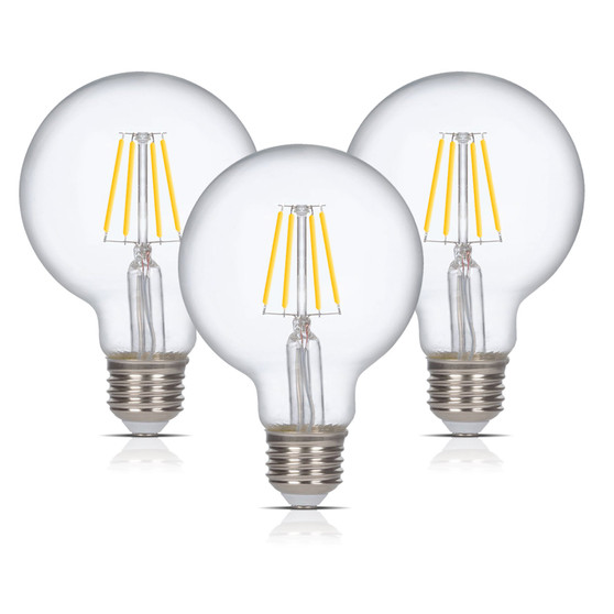 Simba Lighting® LED Vintage Edison Filament G25 Globe 6W Dimmable 60W Equivalent 120V 4000K, 3-Pack