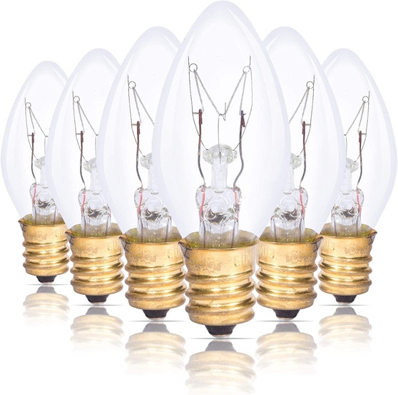 Simba Lighting® C7 4W Replacement Bulb Clear Candle Shape 120V, E12 Candelabra Base, 2700K, 6-Pack
