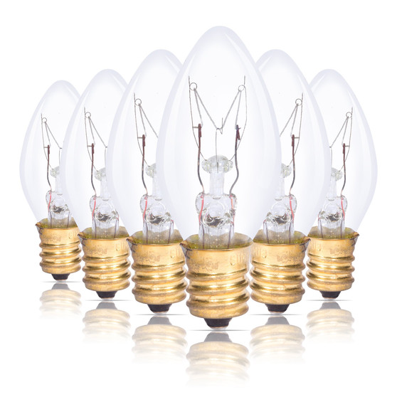 Simba Lighting® C7 4W Replacement Bulb Clear Candle Shape 120V, E12 Candelabra Base, 2700K, 6-Pack