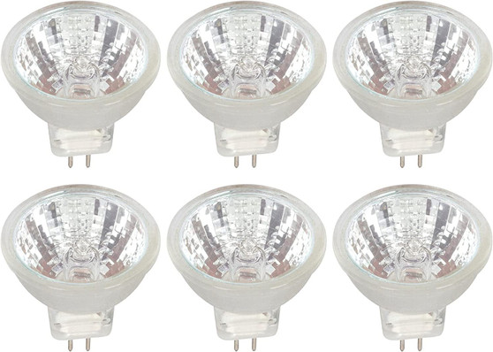 Simba Lighting® Halogen MR11 12V 10W Bulbs GU4 2-Pin FTD Cover Glass, 6-Pack