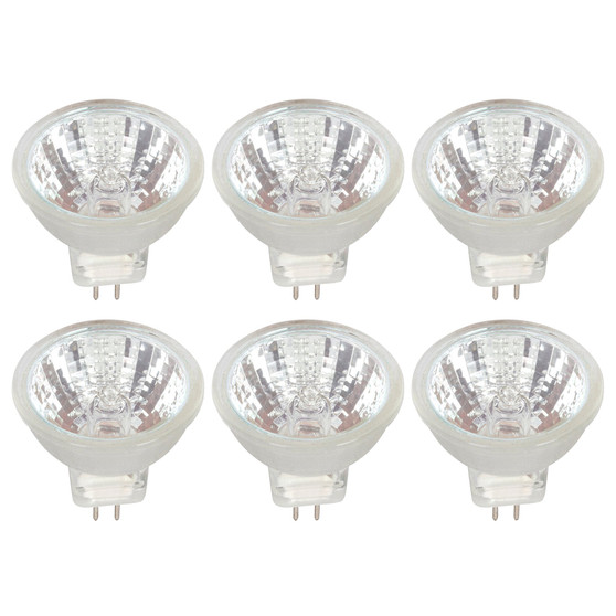 Simba Lighting® Halogen MR11 12V 10W Bulbs GU4 2-Pin FTD Cover Glass, 6-Pack