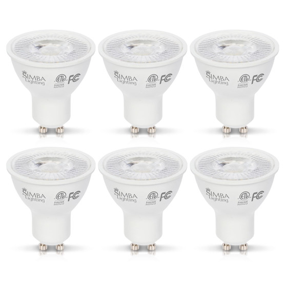Simba Lighting® LED GU10 ETL Listed 7W Non-Dimmable 70W Halogen Replacement Bulb Twist Base 120V 2700K, 6-Pack