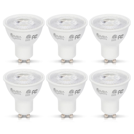 Simba Lighting® LED GU10 ETL Listed 7W Non-Dimmable 70W Halogen Replacement Bulb Twist Base 120V 2700K, 6-Pack
