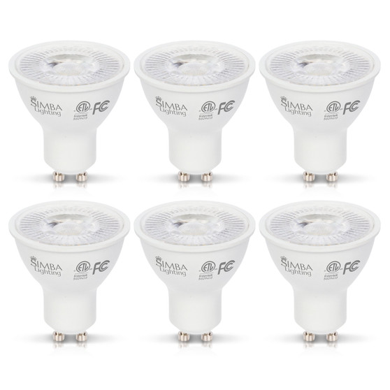 Simba Lighting® LED GU10 ETL Listed 7W Dimmable 70W Halogen Replacement Bulb Twist Base 120V 2700K, 6-Pack