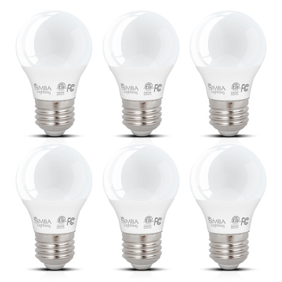 Simba Lighting® LED A15 ETL Listed 7W 60W Equivalent Small Bulbs Dimmable 120V E26 Base 5000K Daylight 6-Pack
