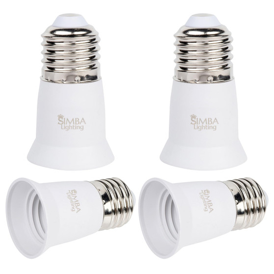 Simba Lighting® E26 Light Bulb Socket Extender 3cm / 1.2in Adapter White, Medium Screw Base, 4-Pack