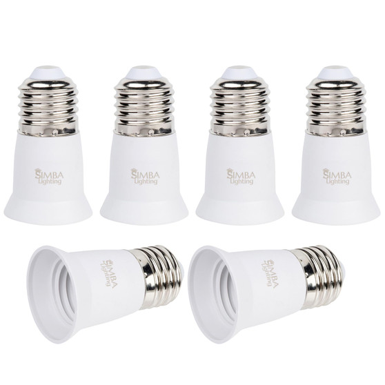 Simba Lighting® E26 Light Bulb Socket Extender 3cm / 1.2in Adapter White, Medium Screw Base, 6-Pack