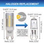 Simba Lighting® LED G9 4W T5 40W Halogen Replacement JCD Bi-Pin Base 120V 6000K Daylight, 5 Pack