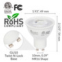 Simba Lighting® LED GU10 ETL Listed 5W Non-Dimmable 50W Halogen Replacement Bulb Twist Base 120V 5000K, 6-Pack