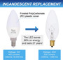 Simba Lighting® LED Candelabra B11 C37 5W 40W Replacement Bulbs 120V E12 2700K Warm White 6-Pack