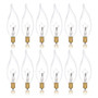 Simba Lighting® Candelabra Flame Tip Clear CA10 25W E12 Base Light Bulbs 120V Warm White 2700K, 12 Pack