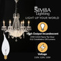 Simba Lighting® Candelabra Flame Tip Clear CA10 25W E12 Base Light Bulbs 120V Warm White 2700K, 12 Pack