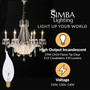 Simba Lighting® Candelabra Flame Tip Clear CA10 25W E12 Base Light Bulbs 120V Warm White 2700K, 12 Pack