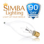 Simba Lighting® Candelabra Flame Tip Clear CA10 25W E12 Base Light Bulbs 120V Warm White 2700K, 12 Pack