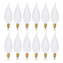 Simba Lighting® Candelabra Flame Tip Frosted CA10 25W E12 Base Light Bulbs 120V Warm White 2700K, 12 Pack