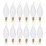 Simba Lighting® Candelabra Flame Tip Frosted CA10 25W E12 Base Light Bulbs 120V Warm White 2700K, 12 Pack