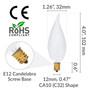 Simba Lighting® Candelabra Flame Tip Frosted CA10 25W E12 Base Light Bulbs 120V Warm White 2700K, 12 Pack