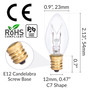 Simba Lighting® C7 15W Replacement Bulb Clear Candle Shape 120V, E12 Candelabra Base, 2700K, 12-Pack