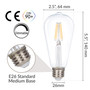 Simba Lighting® LED Vintage Edison Filament ST21 4W 40W Equivalent 120V Dimmable E26 2700K, 6 Pack