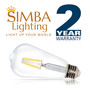 Simba Lighting® LED Vintage Edison Filament ST21 6W 60W Equivalent 120V Dimmable E26 4000K, 6 Pack