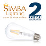 Simba Lighting® LED Vintage Edison Filament ST21 6W 60W Equivalent 120V Dimmable E26 2700K, 6 Pack