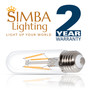 Simba Lighting® LED T10 Filament Bulbs 4W Dimmable 40W Equivalent 120V E26 Base 2700K, 3-Pack