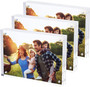 SimbaLux® Magnetic Acrylic Photo Frame 5” x 7” Free-Standing Clear Desktop Floating Display, Pack of 3