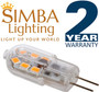 Simba Lighting® LED G4 1.5W T3 20W Halogen Replacement JC Bi-Pin Base 12V 3000K Soft White, 5 Pack