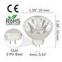 Simba Lighting® Halogen MR11 12V 20W Bulbs GU4 2-Pin FTD Cover Glass, 6-Pack