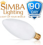 Simba Lighting® Candelabra Torpedo Frosted B10 CTC 25W E12 Base Light Bulbs 120V Warm White 2700K, 12 Pack