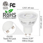 Simba Lighting® LED GU10 ETL Listed 7W Dimmable 70W Halogen Replacement Bulb Twist Base 120V 5000K, 6-Pack
