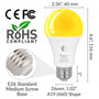 Simba Lighting® LED Bug Repelling A19 6W 40W Equivalent Bulbs 120V Dusk-to-Dawn Sensor E26 Base Amber Warm Light 2-Pack