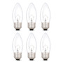 Simba Lighting® Torpedo Clear B11 C35 CTC 40W E26 Base Light Bulbs 120V Warm White 2700K, 6 Pack