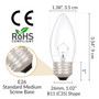 Simba Lighting® Torpedo Clear B11 C35 CTC 40W E26 Base Light Bulbs 120V Warm White 2700K, 6 Pack