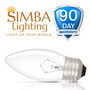 Simba Lighting® Torpedo Clear B11 C35 CTC 40W E26 Base Light Bulbs 120V Warm White 2700K, 6 Pack