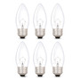 Simba Lighting® Torpedo Clear B11 C35 CTC 40W E26 Base Light Bulbs 120V Warm White 2700K, 6 Pack