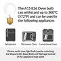 Simba Lighting® Oven Light Bulb 300°C/572°F Rated A15 25W E26 Medium Base, 120V 2700K, 4-Pack