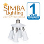 Simba Lighting® E26 Light Bulb Socket Adapter Splitter to 4 Heads White with Fully Adjustable Angles for Wide Coverage