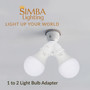 Simba Lighting® E26 Light Bulb Socket Adapter Splitter to 2 Heads White, Medium Screw Base, 4-Pack